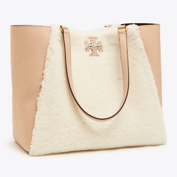 Tory Burch♥️NEW⭐️McGraw Shearling carryall - Picture 3 of 8